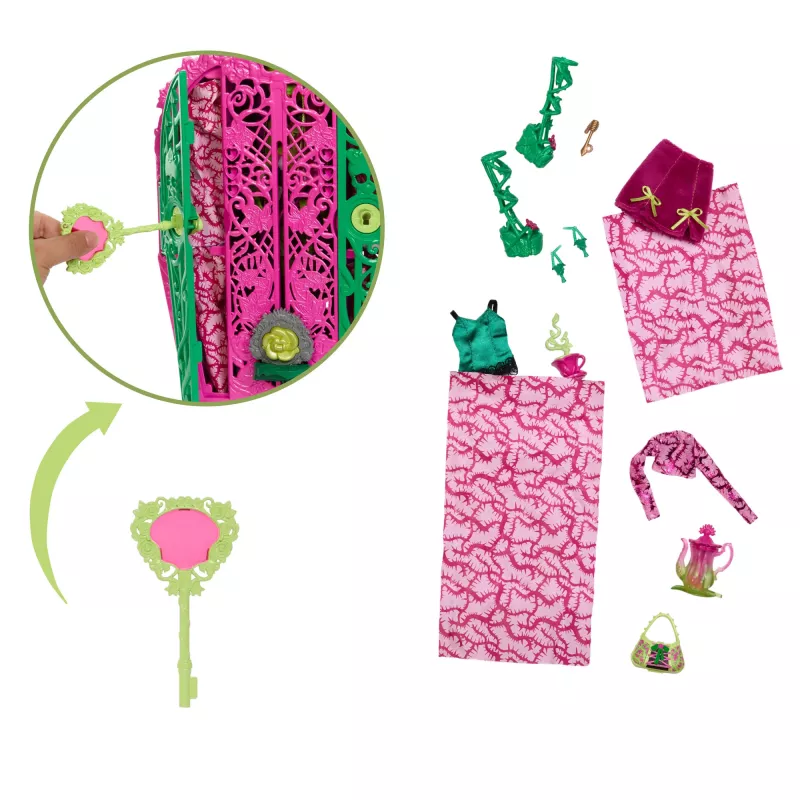 Monster High Skulltimate Secrets Garden Mysteries Playset, Venus McFlytrap lelle ar 19+ pārsteigumiem