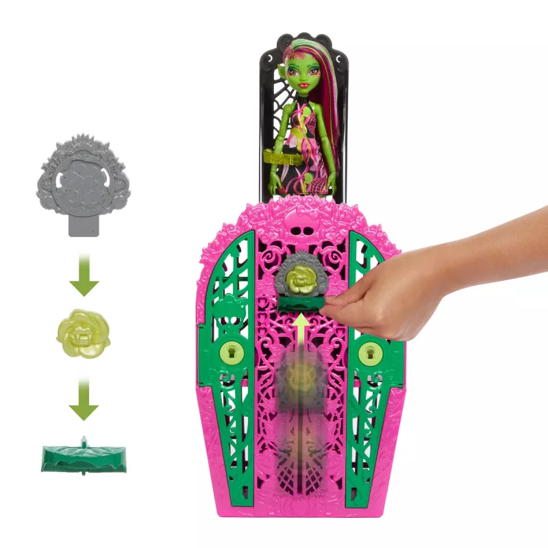 Monster High Skulltimate Secrets Garden Mysteries Playset, Venus McFlytrap lelle ar 19+ pārsteigumiem