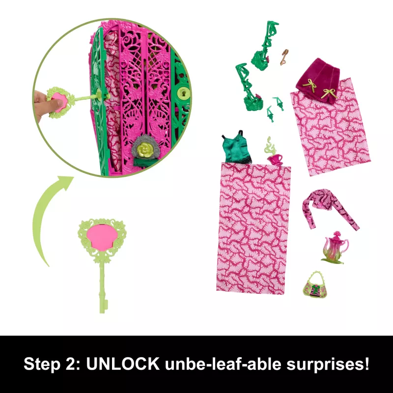 Monster High Skulltimate Secrets Garden Mysteries Playset, Venus McFlytrap lelle ar 19+ pārsteigumiem