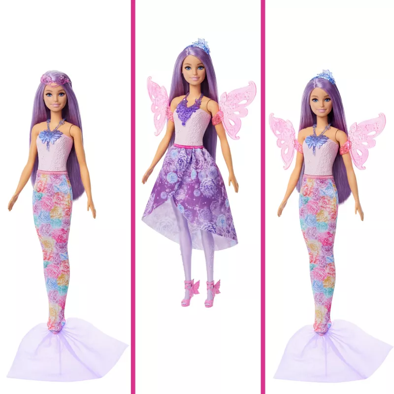 Barbie lelle Fantāzijas modes komplekts ar piederumiem, ieskaitot nāras asti, fejas spārnus un kaklarotas