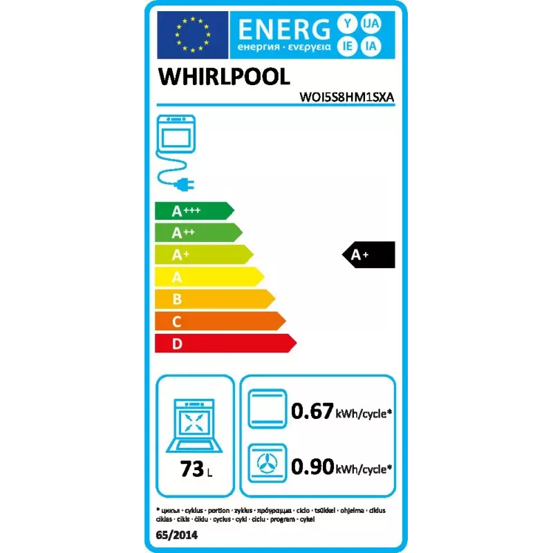 Whirlpool WOI5S8HM1SXA 73 L Melns, nerūsējošais tērauds