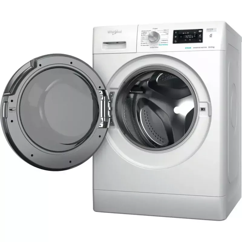 Veļas mazgājamā un žāvējamā mašīna WHIRLPOOL FFWDB 864489 SV EE ar priekšējo ielādi 6 kg 1400 apgr./min balta