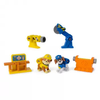 Figūriņu komplekts Usorteret Rubble & Wheeler Power Tool Pups ar 2 instrumentiem un 2 būvniecības piederumiem, vecumam 3+