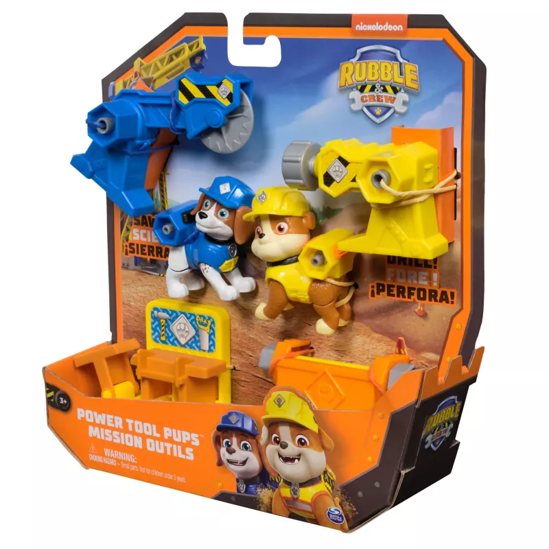 Figūriņu komplekts Usorteret Rubble & Wheeler Power Tool Pups ar 2 instrumentiem un 2 būvniecības piederumiem, vecumam 3+