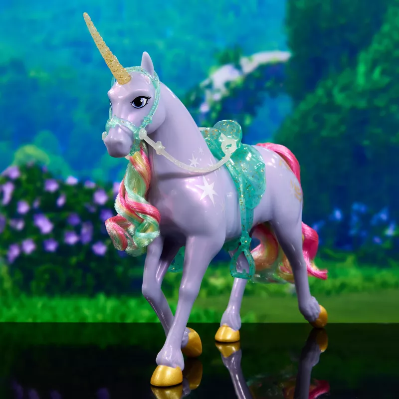 Spin Master Unicorn Academy Wildstar vienradža figūriņa 11 collas ar caurspīdīgiem segliem un iemauktiem, daudzkrāsaina, plastmasa, no 4 gadu vecuma
