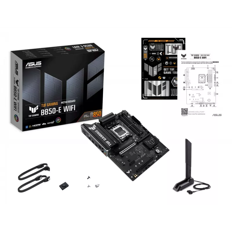 Mātesplate ASUS TUF GAMING B850-E WIFI, AMD B850, Socket AM5, ATX, DDR5, 4x DIMM, 3x M.2, Wi‑Fi 6E, 2,5Gb LAN