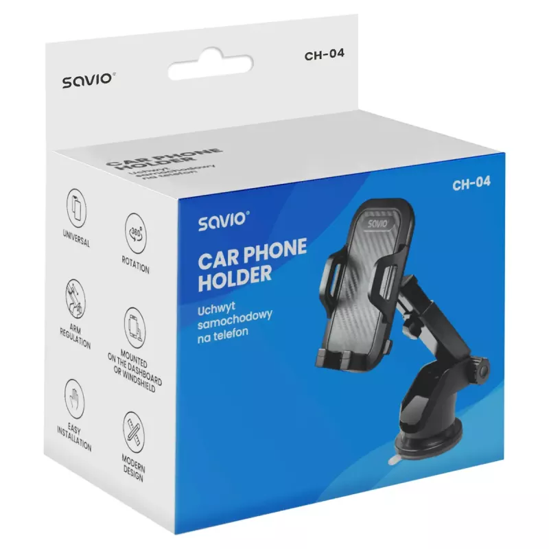 Telefona rokturis SAVIO CH-04, silikons, melns, izturīgs aizsargājošs piederums, svars 163 g