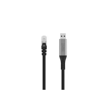 DIGITUS USB 3.2 Gen1 - RJ45 Ethernet kabelis - CAT6a S/FTP Melns - 3m