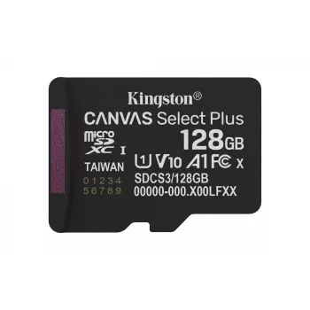 Kingston Technology 128GB micSDXC Canvas Select Plus Gen3 150R A1 viena paka w/o ADP