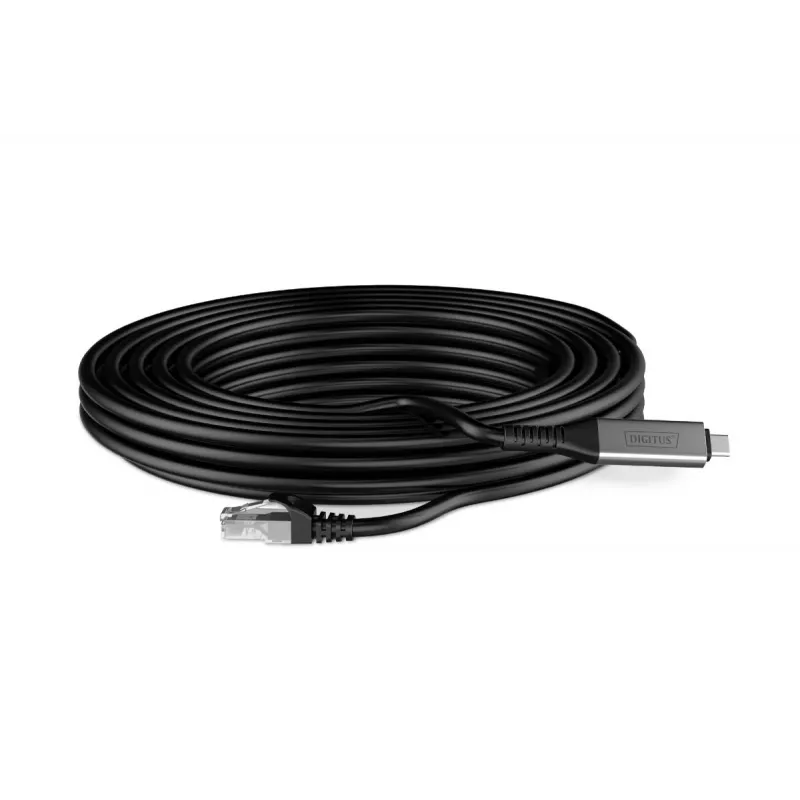 DIGITUS USB-C 3.2 Gen1 - RJ45 Ethernet kabelis - CAT6a S/FTP melns - 5m