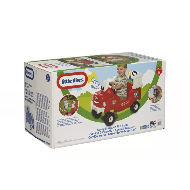 Little Tikes Spray & Rescue ugunsdzēsēju mašīna, 1,5 g., 4 riteņi, Plastmasa, Melna, Sarkana, Balta