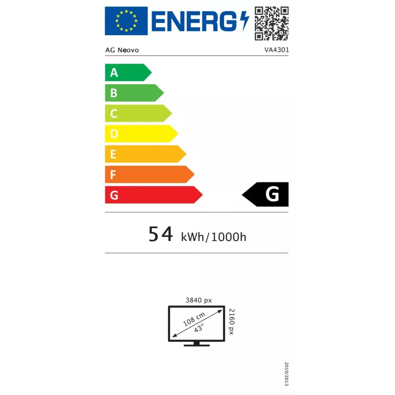 AG Neovo VA4301 Signage Display Digitālā informatīvā plāksne plakanais panelis 108 cm (42.5 collas) LED 350 cd/m² 4K Ultra HD Melns