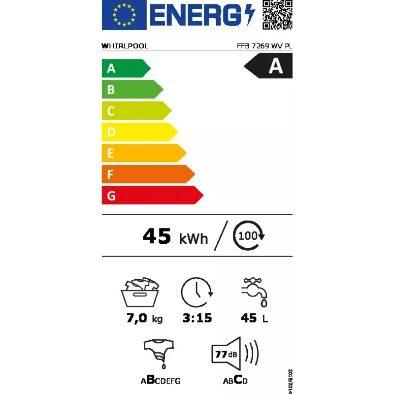 Whirlpool FFB 7269 WV PL veļas mašīna ar priekšējo ielādi 7 kg 1200 RPM Balta