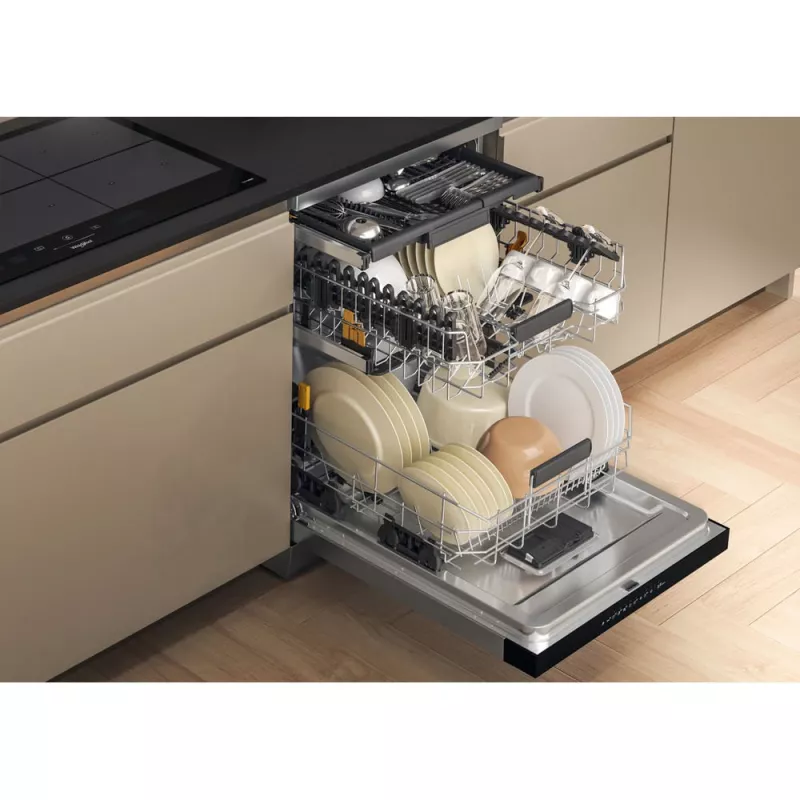 Whirlpool W7F HP33 X brīvi stāvoša trauku mazgājamā mašīna 15 galda piederumu komplektiem 43 dB