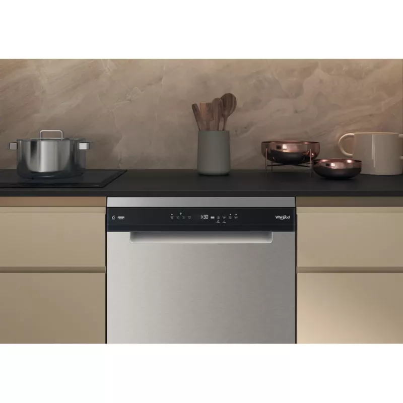 Whirlpool W7F HP33 X brīvi stāvoša trauku mazgājamā mašīna 15 galda piederumu komplektiem 43 dB