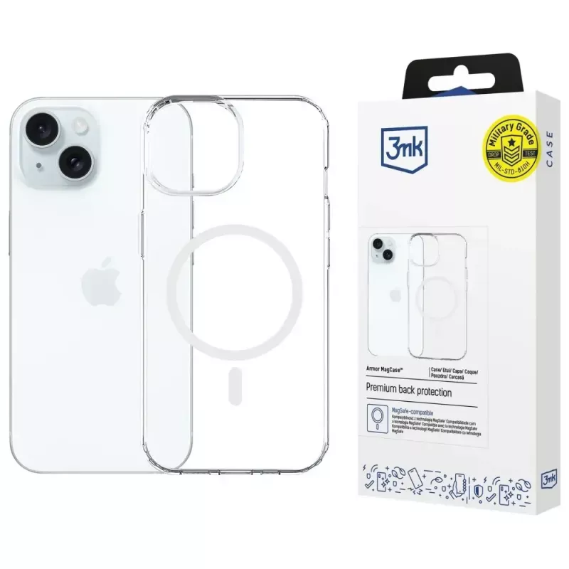 Aizsargapvalks 3MK Armor MagCase Apple iPhone 15 — izturīgs dizains, magnētiska savietojamība