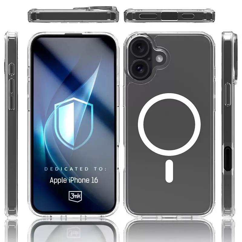 Vāciņš mobilajam tālrunim 3MK Armor MagCase iPhone 16, 6,1 collas (15,5 cm), caurspīdīgs, PC+TPU