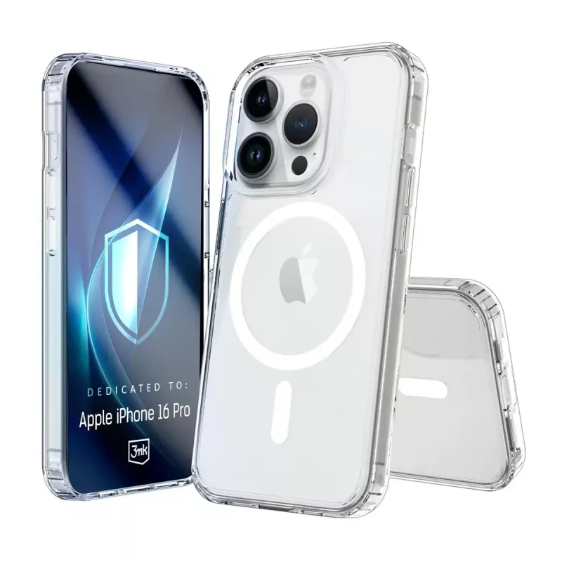 Mobilo tālruņu vāciņš 3MK Armor MagCase iPhone 16 Pro, caurspīdīgs, 16 cm (6,3 collu) displejam, PC+TPU