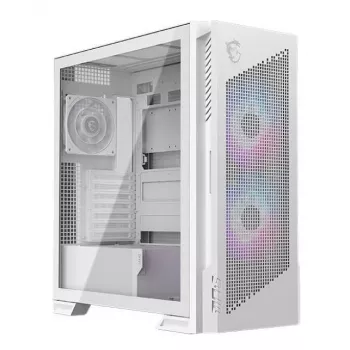 PC korpuss MSI MPG VELOX 300R AIRFLOW PZ Midi Tower balts — ATX/EATX/MicroATX/Mini-ITX, 1×3,5 collas, 4×2,5 collas, 2×USB 3.2 Gen1, sānu logs