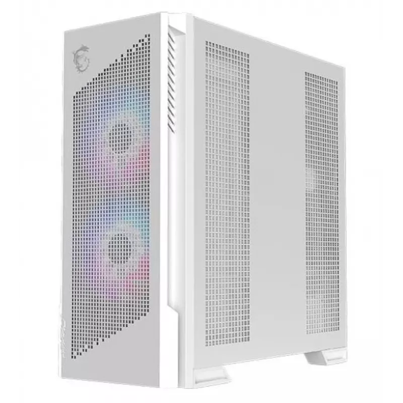 PC korpuss MSI MPG VELOX 300R AIRFLOW PZ Midi Tower balts — ATX/EATX/MicroATX/Mini-ITX, 1×3,5 collas, 4×2,5 collas, 2×USB 3.2 Gen1, sānu logs