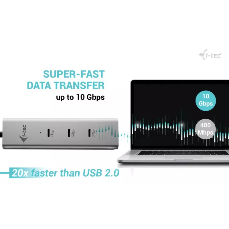 i-tec Metal USB-C uzlādes centrmezgls ar 5 pieslēgvietām, USB-C video 8K + jaudas piegāde 85 W