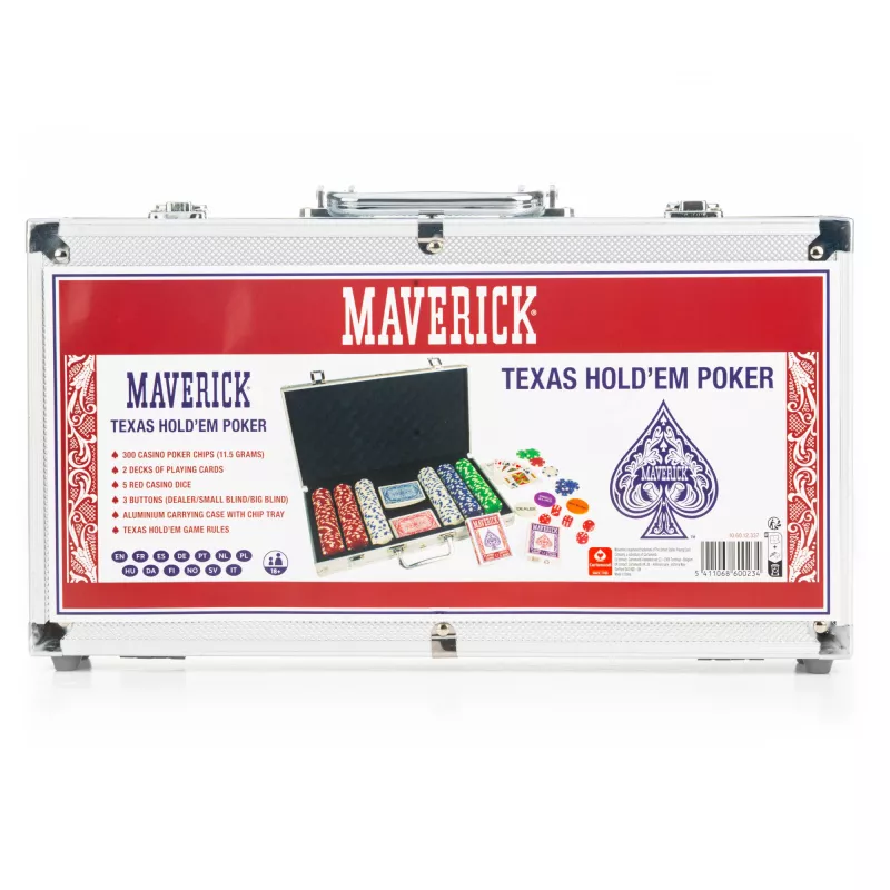 Pokera komplekts Cartamundi Maverick — plastmasīnas žetoni 11,5 g, futlāris 385×240×65 mm