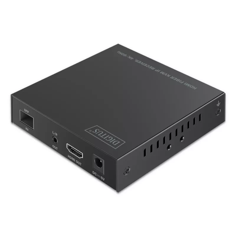 DIGITUS HDMI optiskās šķiedras uztvērējs - priekš DS-55348 4K/60Hz 40 km/300m IP 1G Melns