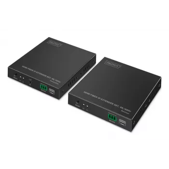DIGITUS HDMI optiskās šķiedras pagarinātāja komplekts - 4K/60Hz, 40 km/300m Melns