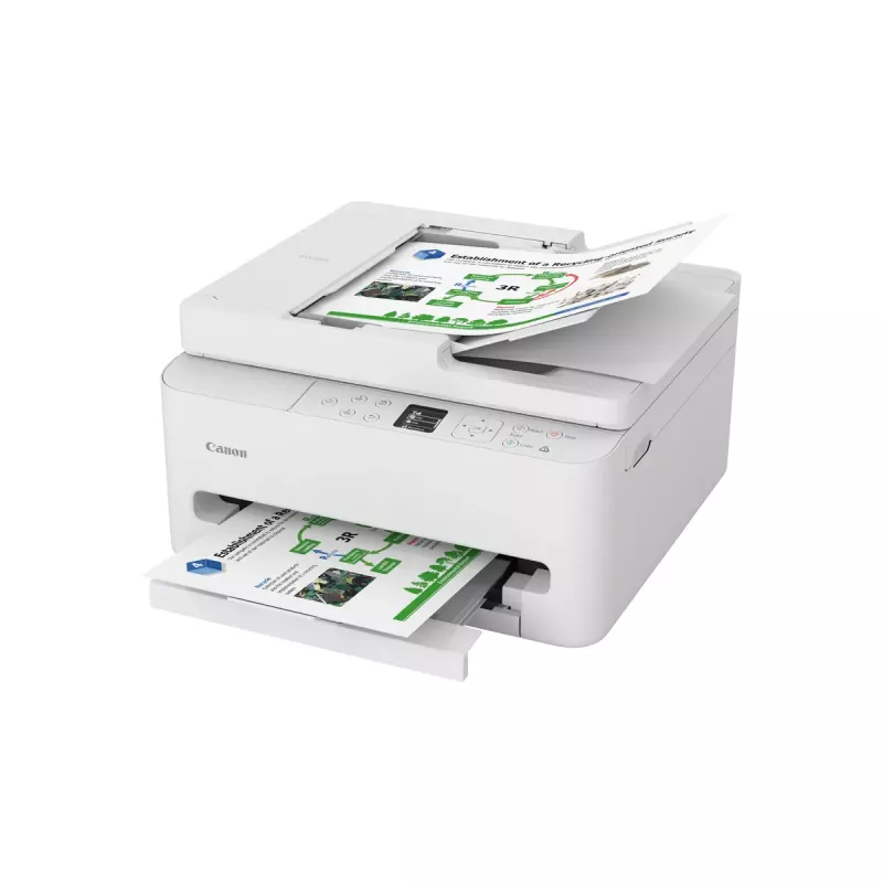 Daudzfunkciju tintes printeris Canon PIXMA TS7550i — A4, 1200×1200 DPI, Wi‑Fi, krāsu skenēšana/kopēšana, abpusējā drukāšana (balts)