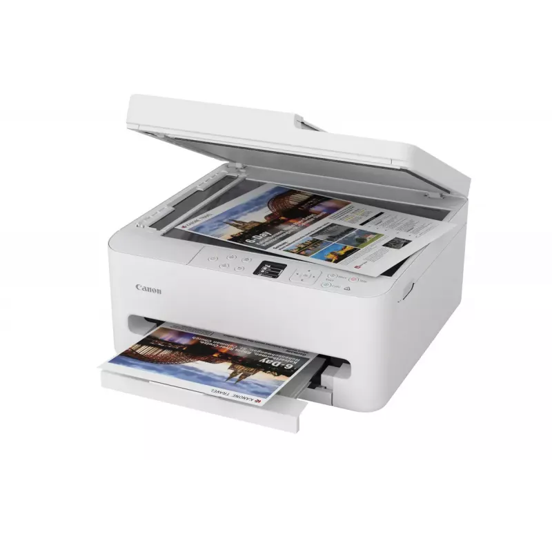 Daudzfunkciju tintes printeris Canon PIXMA TS7550i — A4, 1200×1200 DPI, Wi‑Fi, krāsu skenēšana/kopēšana, abpusējā drukāšana (balts)