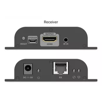 DIGITUS HDMI IP paplašinātāja komplekts — 4K/60 Hz, 120/200 m, viens uz daudziem, CAT, melns