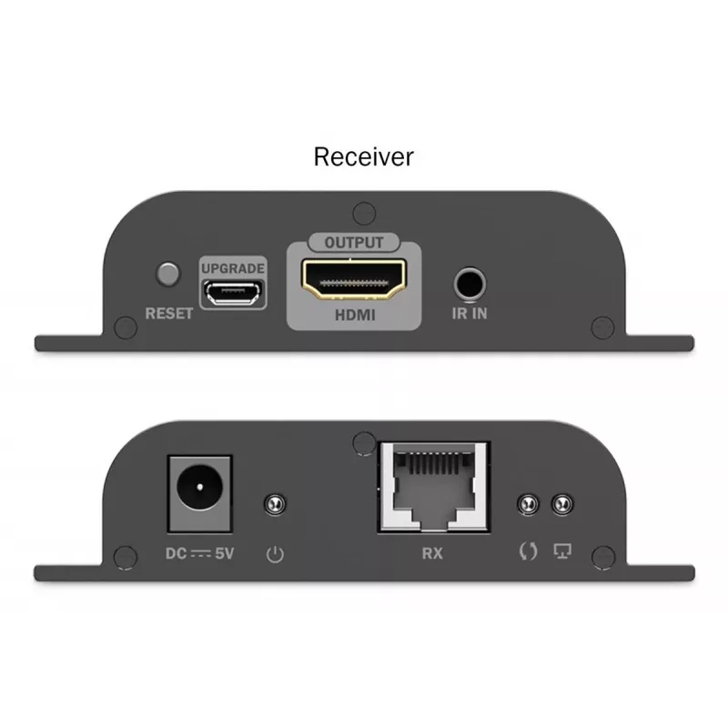 DIGITUS HDMI IP paplašinātāja komplekts — 4K/60 Hz, 120/200 m, viens uz daudziem, CAT, melns