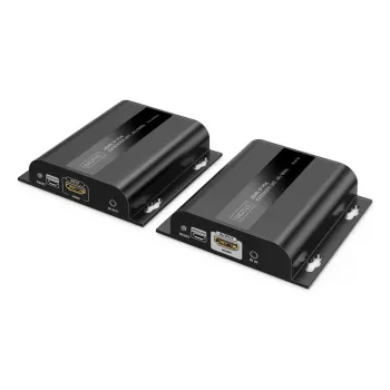 DIGITUS HDMI IP pagarinātāja komplekts - 4K/60Hz 120/200 m, PoE, viens pret daudziem, CAT, melns