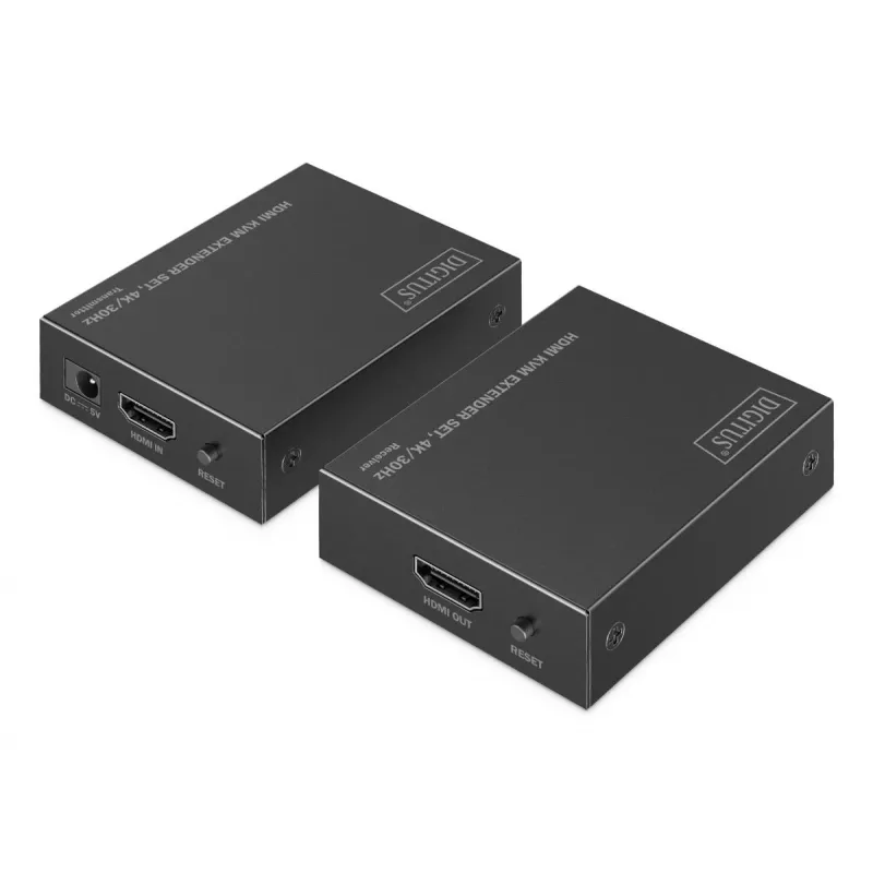 DIGITUS HDMI KVM paplašinātāja komplekts - 4K/30Hz 40/70m PoC CAT melns