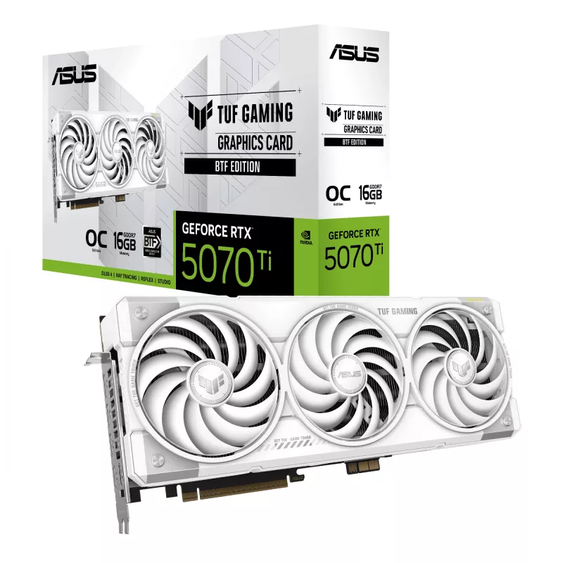 Grafikas karte ASUS TUF NVIDIA GeForce RTX 5070 Ti 16 GB GDDR7 256-bit PCIe 5.0 3 ventilatori balta