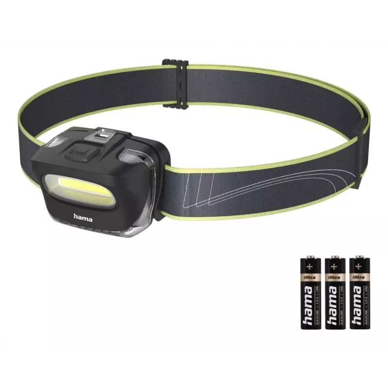 Hama HL110 melna, zila, dzeltena galvas lukturītis COB LED