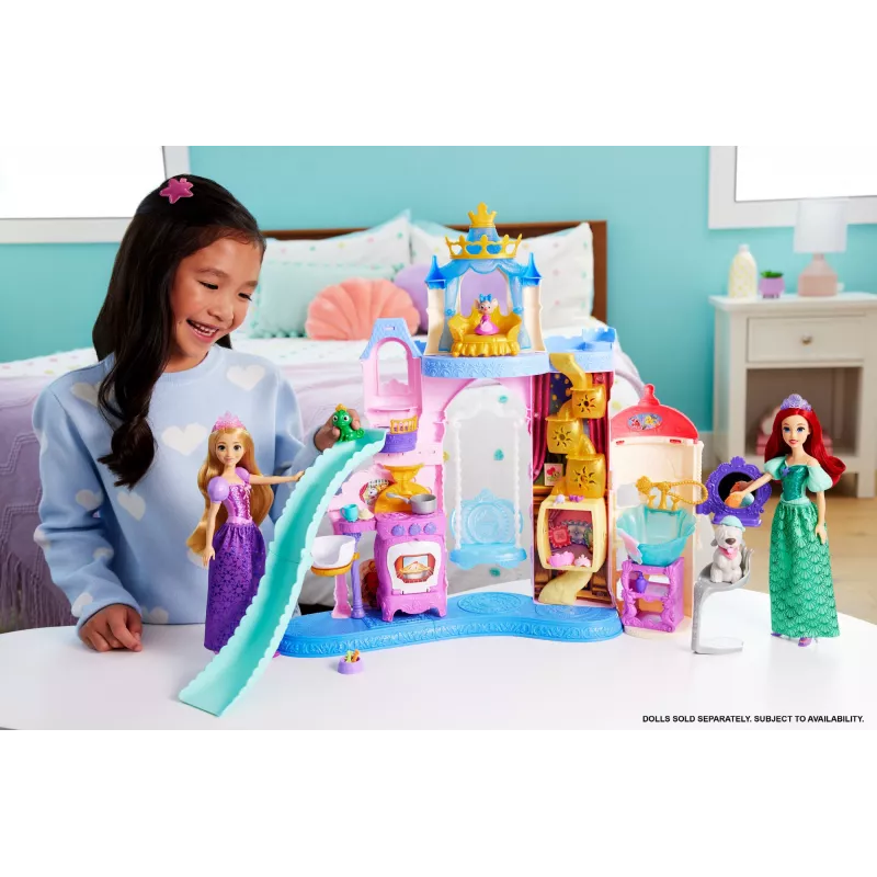 Disney Princess Pet Palace Playset ar 7 rotaļu zonām, 3 dzīvnieku draugiem un 20+ mēbelēm un aksesuāriem