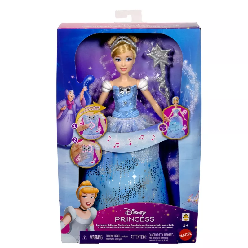 Disney Princess Enchanted Ballgown Cinderella modes lelle ar gaismas un skaņas efektiem, iedvesmota no filmas