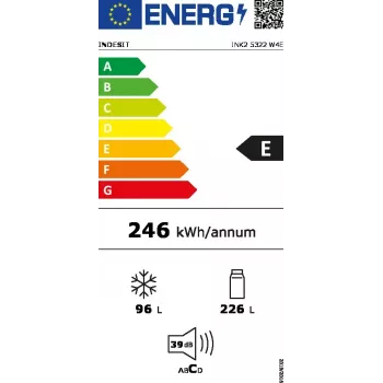 Indesit INK2 5322 W4E ledusskapis ar saldētavu Brīvstāvoša 322 L Balta