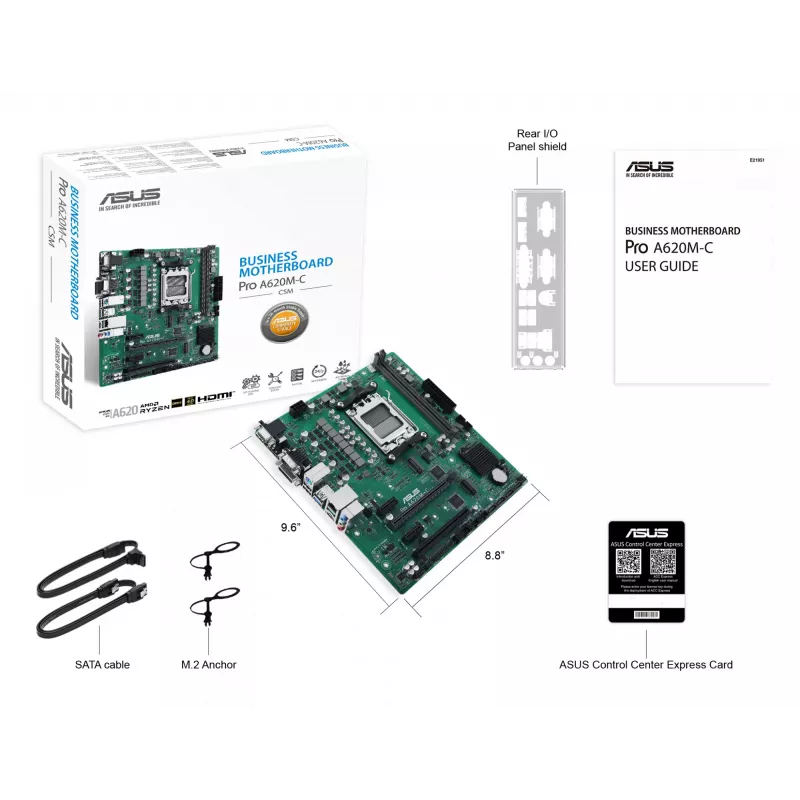 Mātesplate ASUS PRO A620M-C-CSM AMD A620 Socket AM5 micro ATX