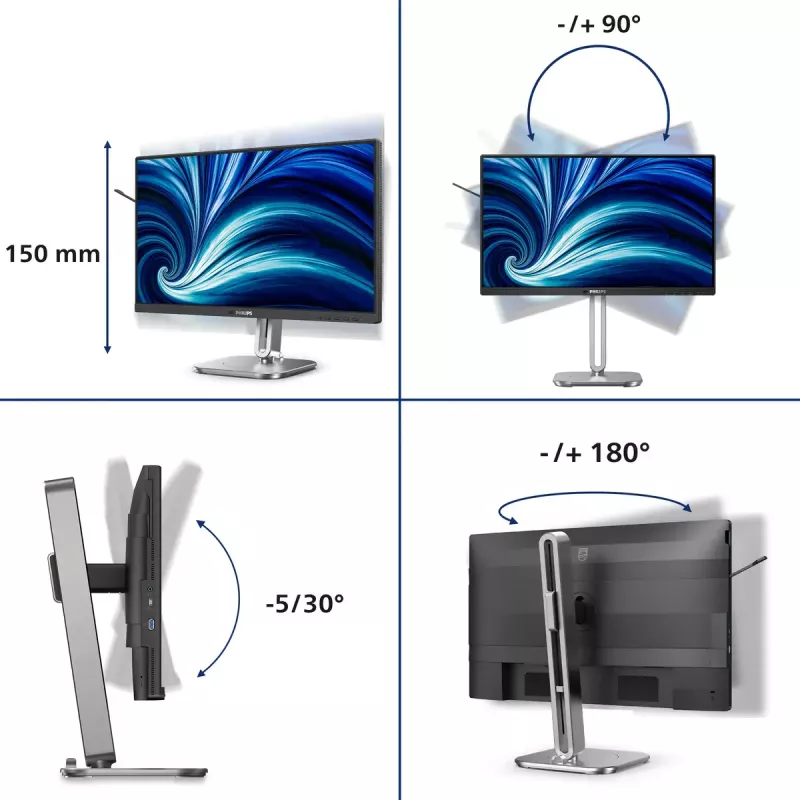 Philips 4000 sērijas 24B2N4200/00 datora monitors 60,5 cm (23,8 collas) 1920 x 1080 pikseļi Full HD LCD Pelēks