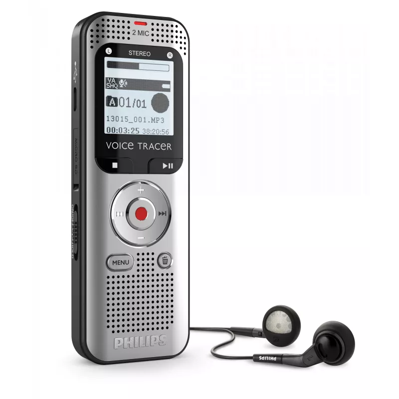 Diktofons Philips Voice Tracer DVT2015 Iekšējā atmiņa Zibatmiņas karte Sudraba 2370 h ierakstīšanas laiks