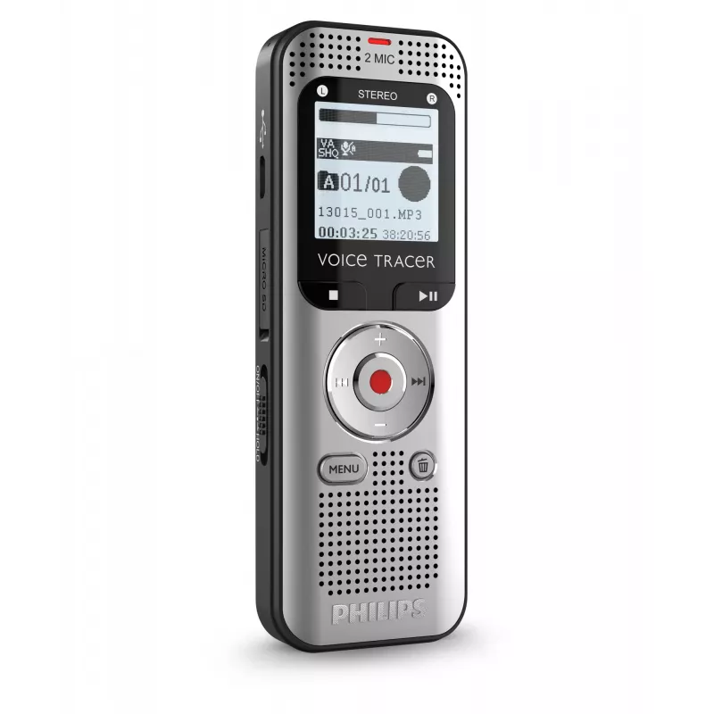 Diktofons Philips Voice Tracer DVT2015 Iekšējā atmiņa Zibatmiņas karte Sudraba 2370 h ierakstīšanas laiks