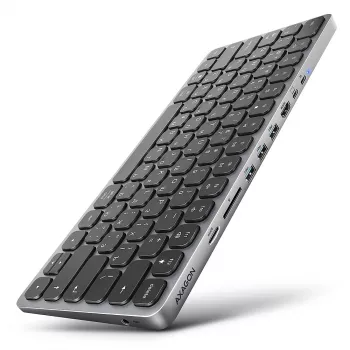 Axagon HMC-KB-CRL, USB 5Gbps centrmezgls ar tastatūru, HDMI 4K/60Hz, 3x USB-A, SD/mSD, audio, PD100, kirilicas izkārtojums