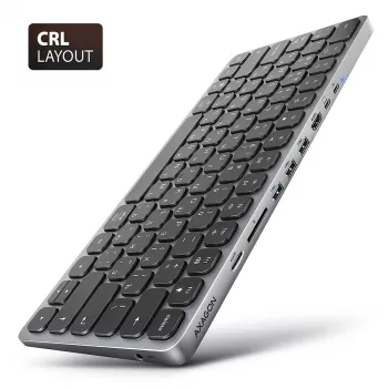 Axagon HMC-KB-CRL, USB 5Gbps centrmezgls ar tastatūru, HDMI 4K/60Hz, 3x USB-A, SD/mSD, audio, PD100, kirilicas izkārtojums