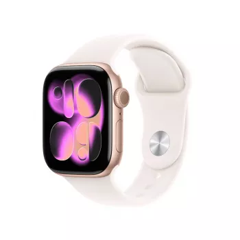 Apple Watch Series 11 GPS 42mm rozā zelta alumīnija korpuss, gaiši rozā sporta siksniņa S/M