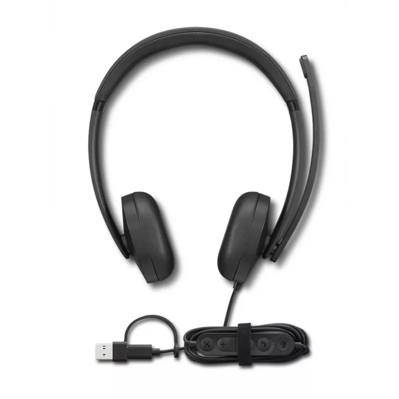 Lenovo VoIP Headset 5000 Vadu galvas saite Biroja/Zvanu centra USB Type-C Melns