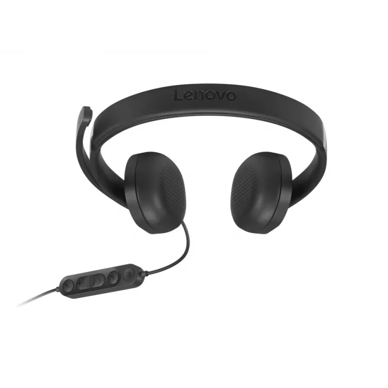 Lenovo VoIP Headset 5000 Vadu galvas saite Biroja/Zvanu centra USB Type-C Melns