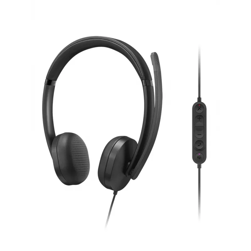 Lenovo VoIP Headset 5000 Vadu galvas saite Biroja/Zvanu centra USB Type-C Melns