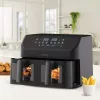 Karstā gaisa fritieris Maestro MR-758, ar diviem groziem 2×4,5 L ietilpība, 1400–1800 W, regulējama 80–200°C, 8 programmas, 30 min taimeris